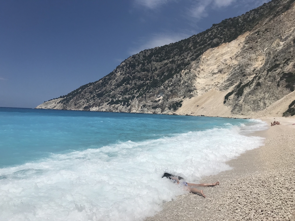 A wave breaking over STEFDIES on Myrtos Beach